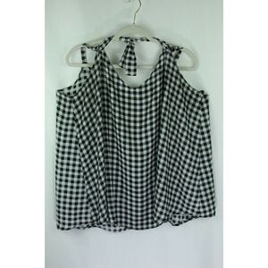 Torrid Top 2X Black White Gingham Checks Halter Sleeveless Adjustable Straps